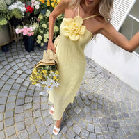 High-End Elegant Sheer Spaghetti-Strap Backless Solid-Colored Waist-Cinching Bodycon Skirt