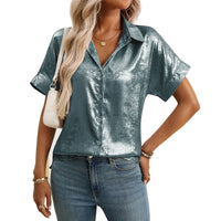 Casual Relaxed Fit Womens Short Sleeve Top