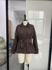 Retro Brown Lace-Up Suede Jacket For Women