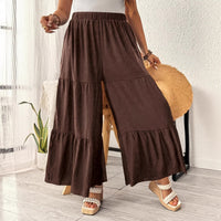 Casual Relaxed-fit Pleated Wide-leg Layered Cake Pants