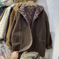 Patchwork False Two-piece Sweaters Hooded Loose All-match Plus Size Woolen Coat