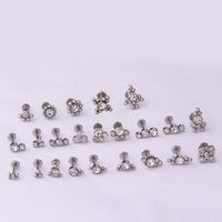 16G Pure Stainless Steel Diamond Inner Tooth Lip Ear Nail
