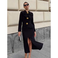 V-neck Bow-Knot Long-Sleeve Dress Womens Fashionable Defined Waist