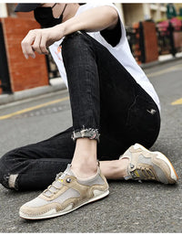 Summer Breathable Real Pigskin Slip-on Casual Shoes