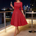 New Sequined Three-quarter Sleeve Midi Dress