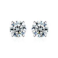 Classic Four Claw Moissanite Stud Simple And Stylish Sterling Silver GoldPlated Earrings