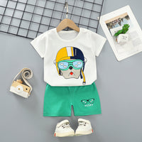 Hildren's Short-sleeved Suit Summer Cotton T-shirt