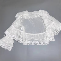 Sweet Beauty Summer Ruffles Lace Stitching Large Lapel Short Waist