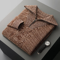 Men's Diamond-Pattern Sweater Casual Stand Collar Long Sleeves