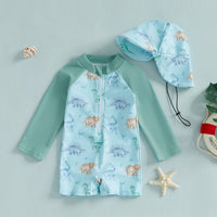 Hat One-piece Long Sleeves Children's Swimsuit