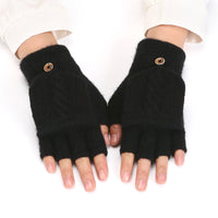 Women's Korean-style Thickened Thermal Knit Gloves In Solid Colors For Winter