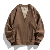 Business Casual Knitted Men's Solid Color Plus-sized Plus-sized Jacket