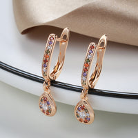 Stud Earrings For Women Rose Gold Stud Earrings Simple Colorful Zircon