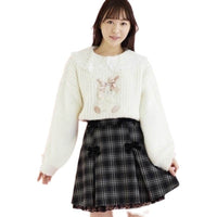 Cute Cloth Patch Embroidered Lace Fake Collar Knitted Sweater