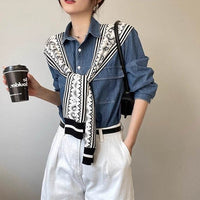 Women's Korean-style Spring And Autumn Knitted Decorative Shirt With Shoulder Paisley Fake Collar