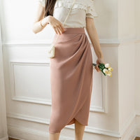 Niche Retro Style Sheath Women's High Waist Slit Skirt