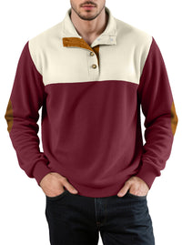 Men's Casual Color-blocked Lapel Sport Sweatshirt