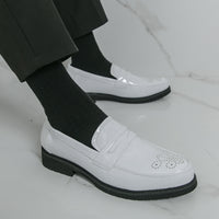Autumn Men's Glossy Carved Leather Shoes