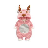 Long Sleeve Fleece-lined Baby Jumpsuit Keep Baby Warm Going Out