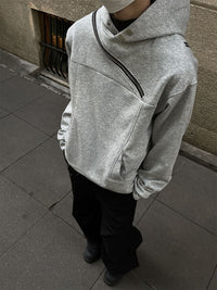Niche Irregular Design Double Zipper Hooded Sweater