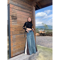 American Retro Denim Stitching Skirt