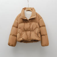 New Small Stand-collar Solid Color Simple Down Jacket For Women