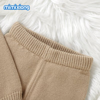 Baby Knitted Solid-Color Diamond-Shape Top Pants Set