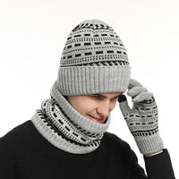 Men's Casual Warm Knitted Hat Set