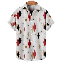 Digital Printing Feather Short Sleeve Lapel Loose Shirt