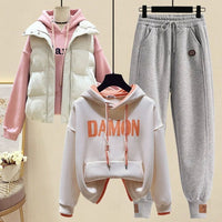 Forest-style Fleece-Lined Sweater Set A Street-Style Three-Piece Outfit For Women This FallWinter