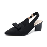 Closed Toe Bow Solid Color Summer High Heel Sandals Women Back Strap