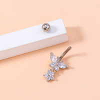 Cross-border hot-selling personality fashion trend micro-inlaid butterfly belly button nails creative zircon piercing belly button accessories women