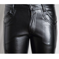 Mens Leather Pants For FallWinter Korean-Style Slim-Fit Stacked Pants Mens Leather Trousers For Casual Wear