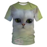 Men And Women Adult Children Cartoon Animal Cat Casual Loose Short Sleeves