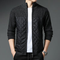 New Autumn Winter Knitted Cardigan Mens Stand-Up Collar Jacket