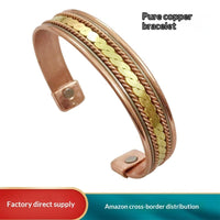 Woven Fried Dough Twists Simple Retro Women's Health Care Magnetic Electroplating Open Bracelet