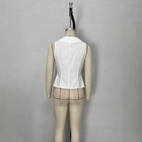 White Lace-trimmed Elegant Women's Slim-fit Sleeveless Top