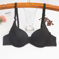 Women's Thin Push Up Adjustable Simple Solid Color Bra With Steel Ring