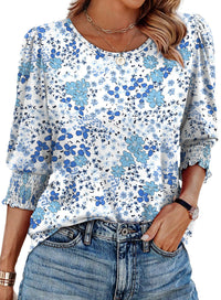 Women's Loose Casual Print Round Neck Top