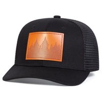 Men's Leather Baseball Cap With Slight Bending