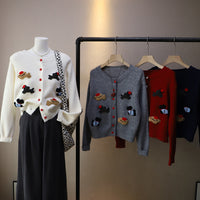 Korean Style Women's Round Neck Cartoon Sweater