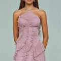 Womens New Fashion Strapless Sexy Backless Slit Tassel Elegant Dress