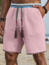 Loose-fitting Breathable Beach Pants With A Trendy Ethnic-style Drawstring Design