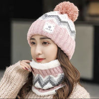 Casual Ear Protection Woolen Thickened Plus Velvet Warm Hair Ball Student Knitted Hat