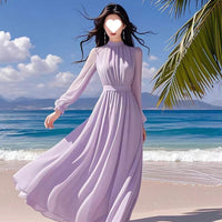 French Style Soft Waist Cinching Flattering Maxi Dress