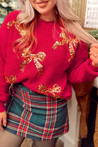 Women's Christmas Decorative Sequins Round Neck Sweater