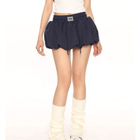 Women's Solid Color Casual Knitted Flower Bud Short Skirt