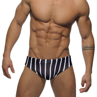 Low Rise Tight Vertical Stripes Beach Training Competition Swimsuit