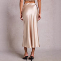 New Puffed Satin Skirt With Elastic Waist