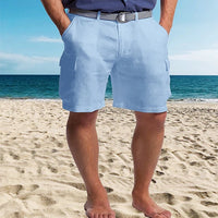 Multi-pocket Straight Plain Comfortable Breathable Shorts